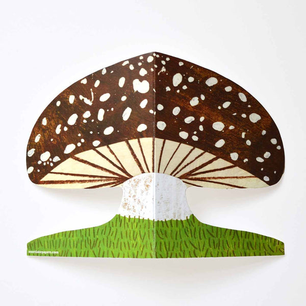 Brown mushroom greeting card by mortlake papers, alice lickens