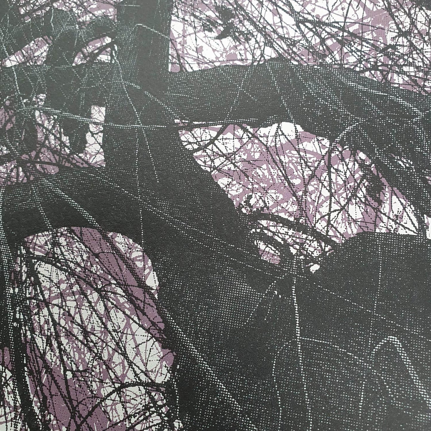 Branches in purple original tree screen print by Fiona Hamilton.