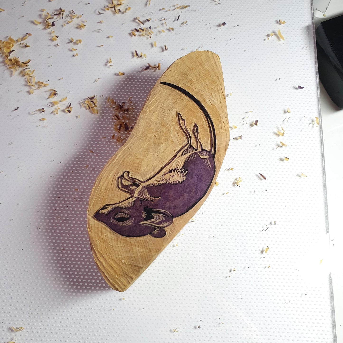 The shabbiest possible mouse from aesops fables miniature wood engraving original print by artist Fiona Hamilton.