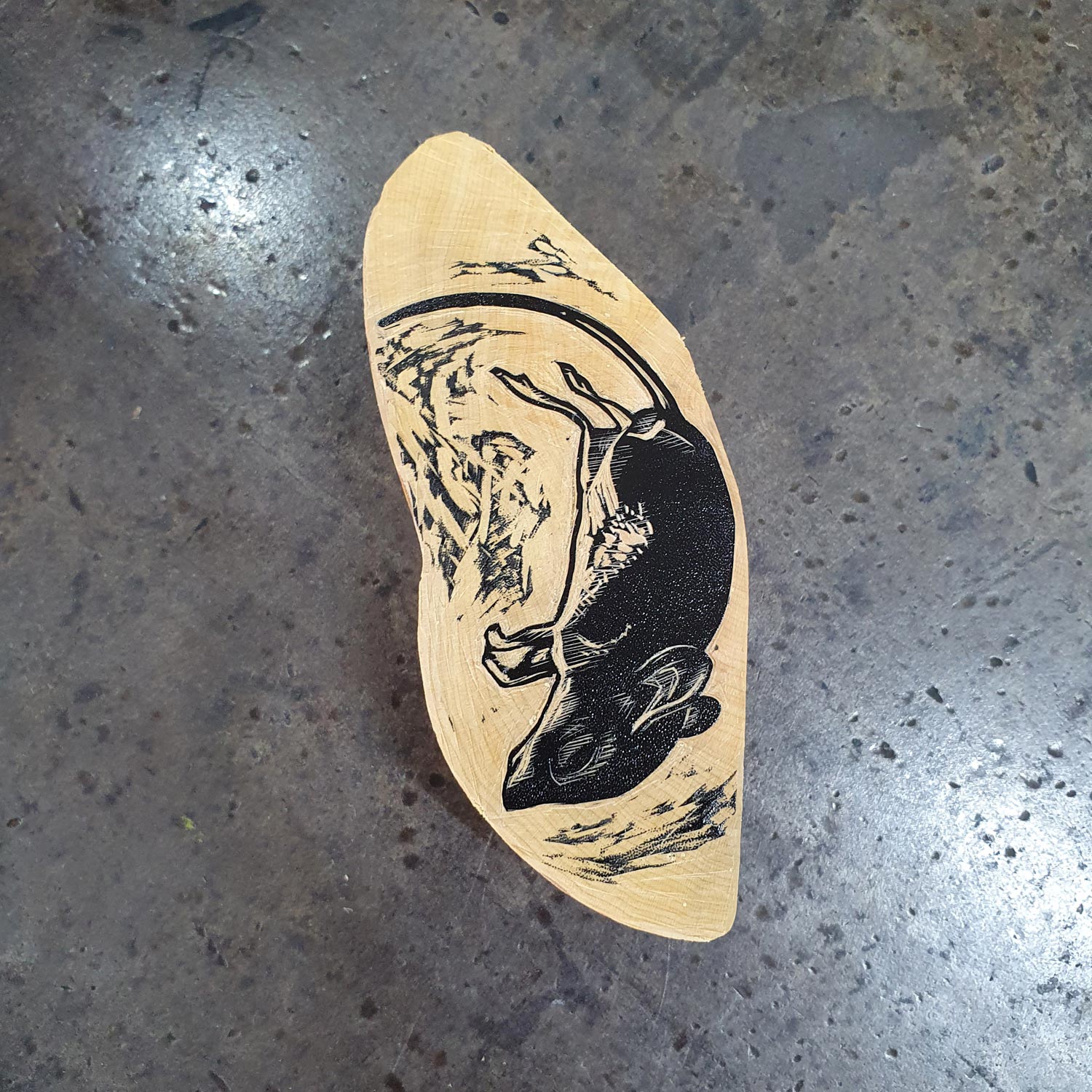 The shabbiest possible mouse from aesops fables miniature wood engraving original print by artist Fiona Hamilton.