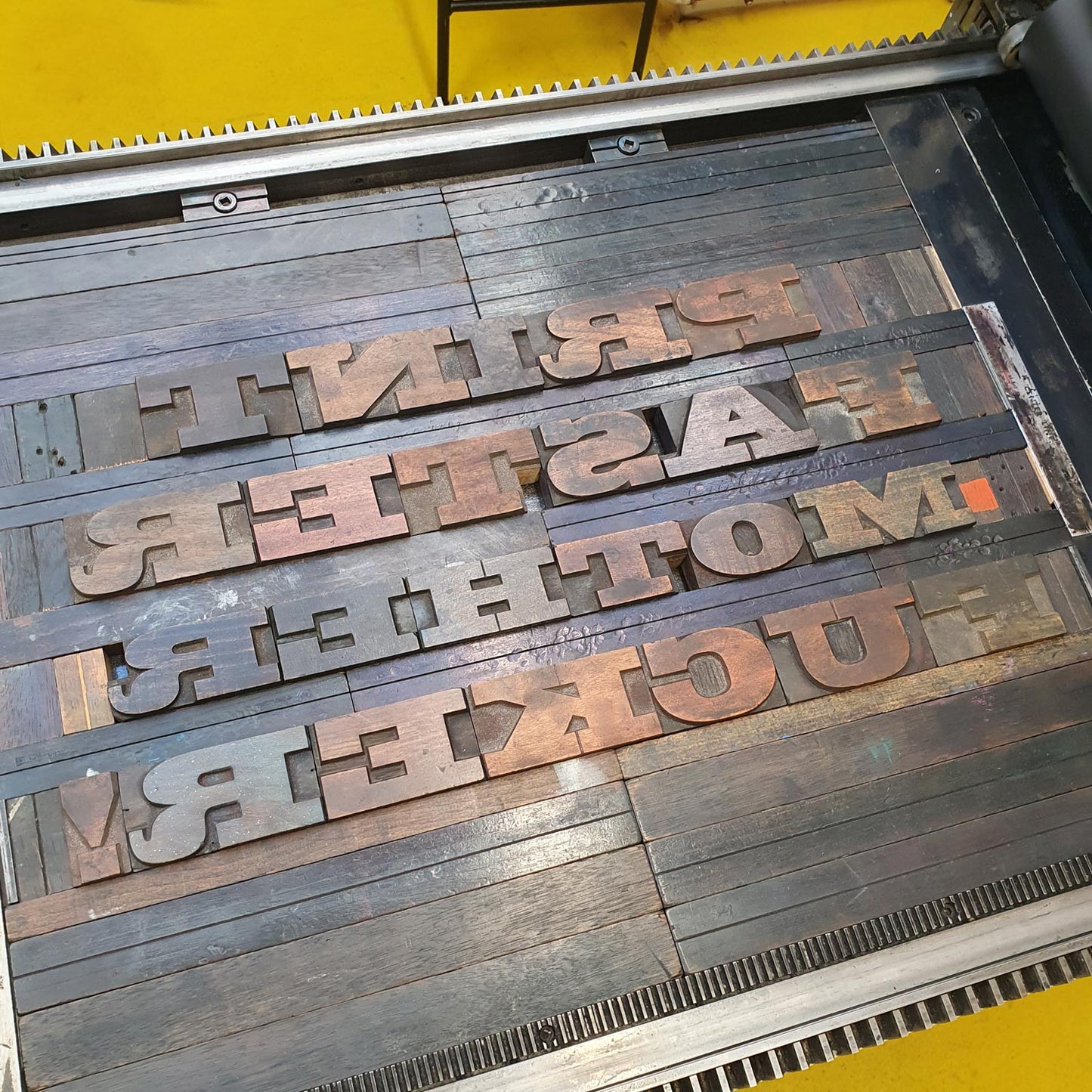 Print faster letterpress poster by Fiona Hamilton.