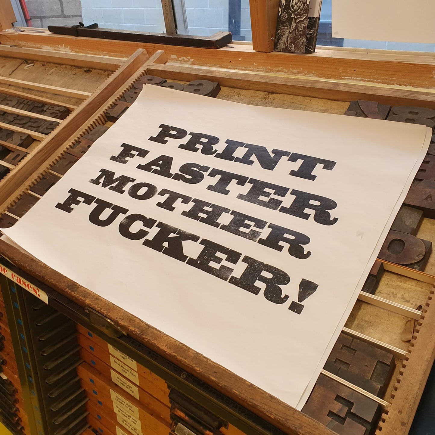 Print faster letterpress poster by Fiona Hamilton.