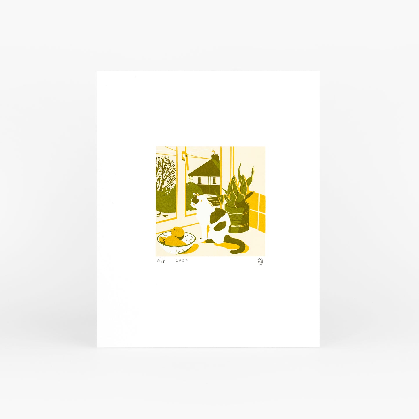 Still Life With Cat and Pigeons Screen Print