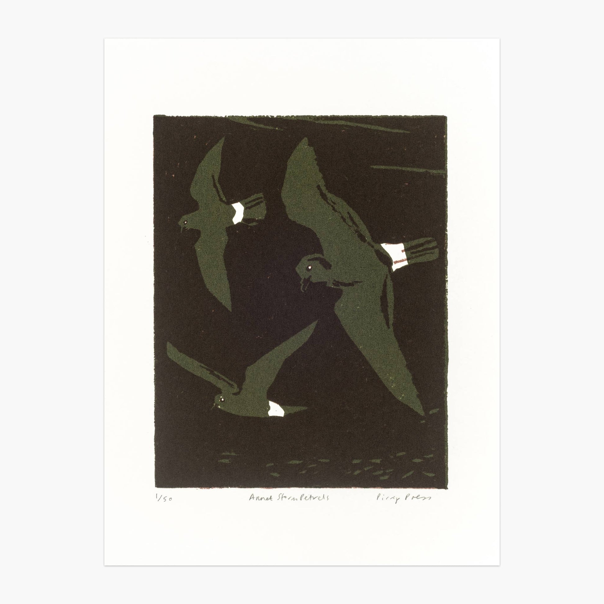 Annet Storm Petrels screen print by Pirrip Press.
