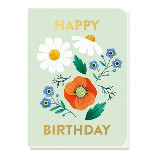 Wild Flowers Happy Birthday seed stick greeting card by Stormy Knight.