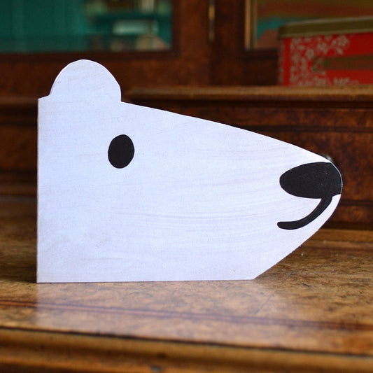 Polar bear die cut shaped Christmas greeting card by Mortlake Papers.