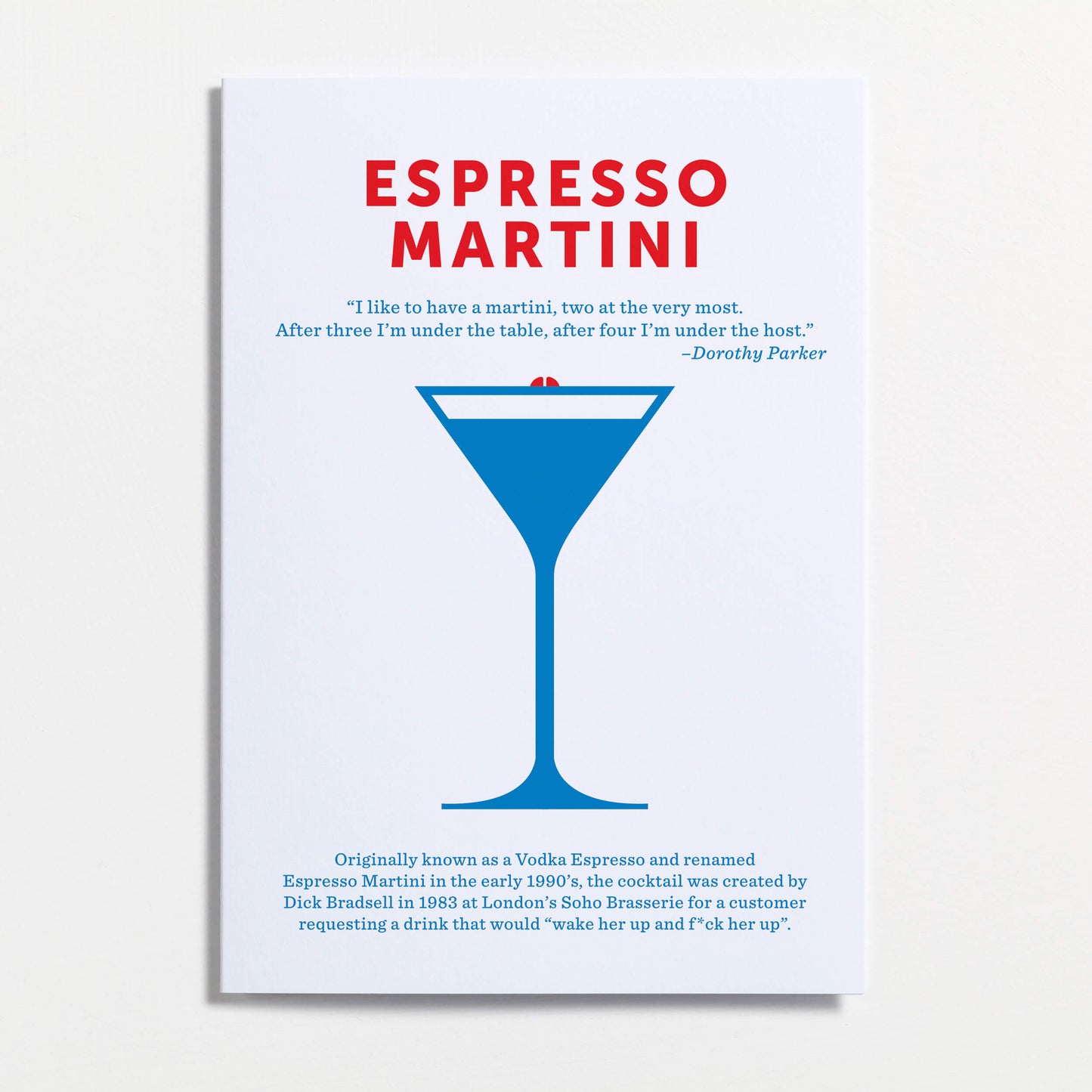 Espresso martini greeting card by Crispin Finn.