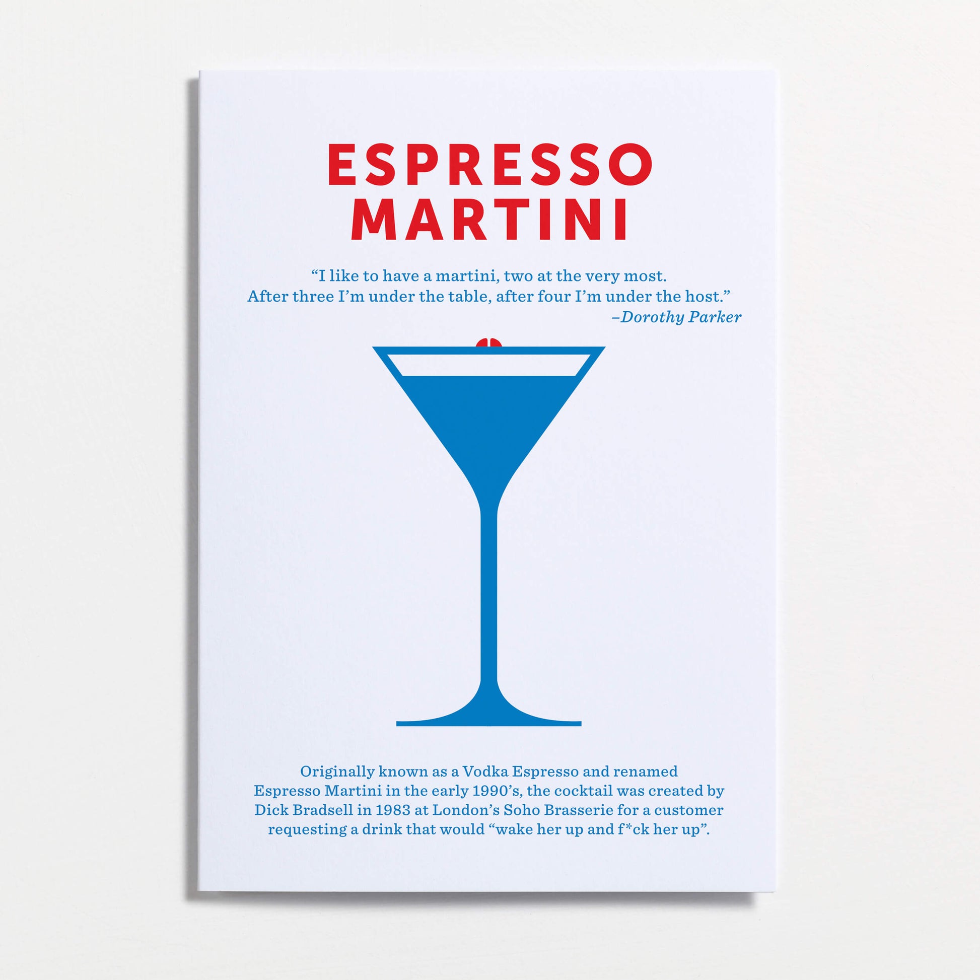 Espresso martini greeting card by Crispin Finn.