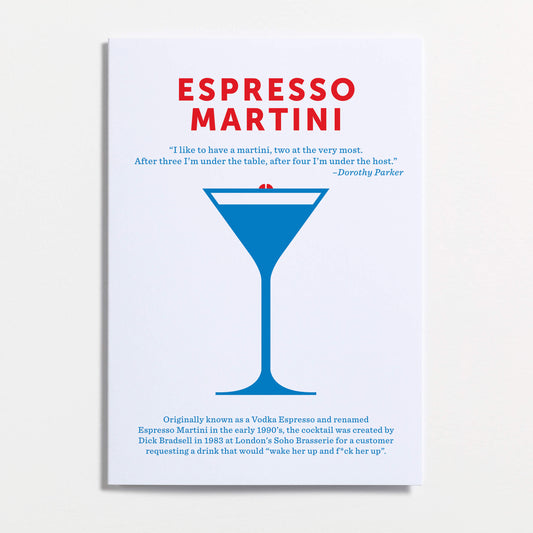 Espresso martini greeting card by Crispin Finn.