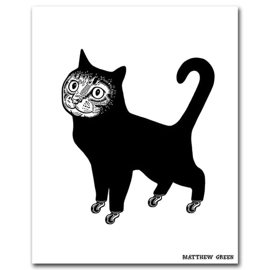 Caster Cat Art Screen Print