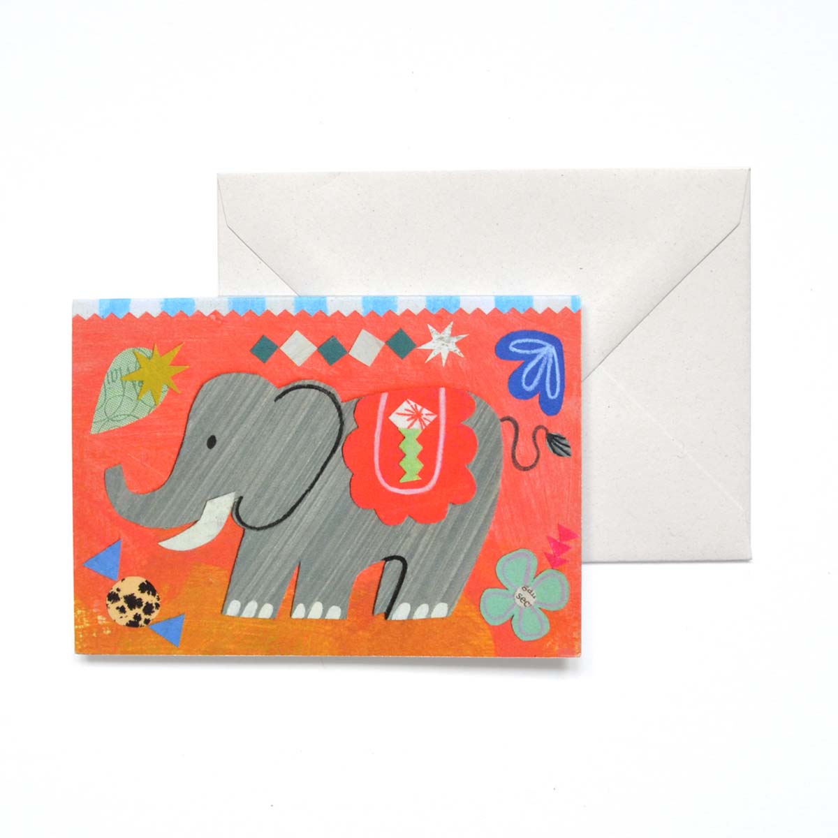 Circus elephant mini greeting card by Mortlake Papers.