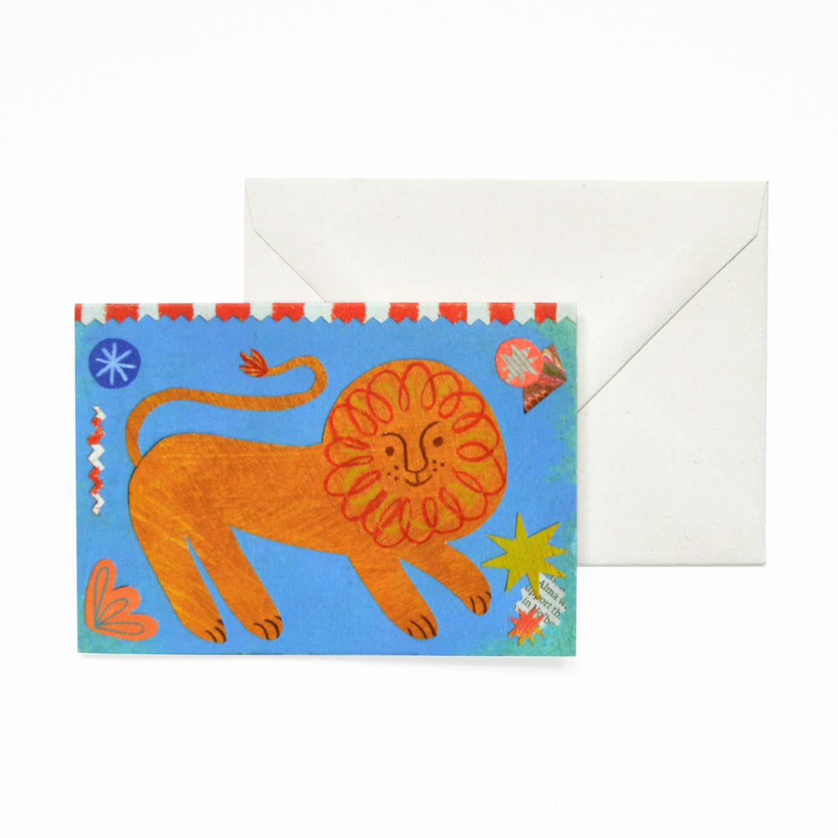 Circus lion mini greeting card by Mortlake Papers.