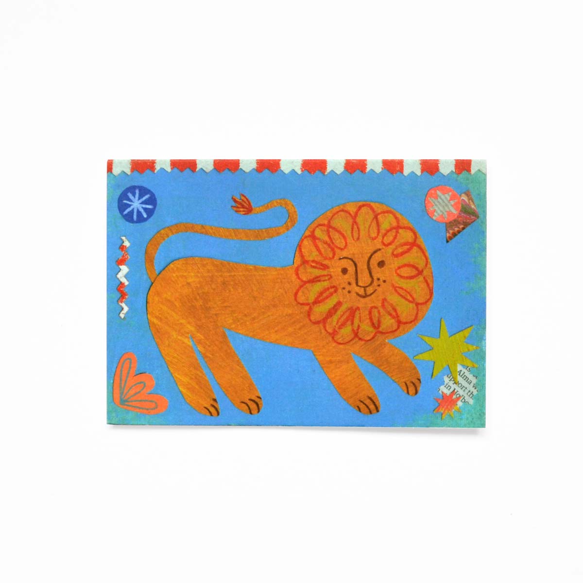 Circus lion mini greeting card by Mortlake Papers.