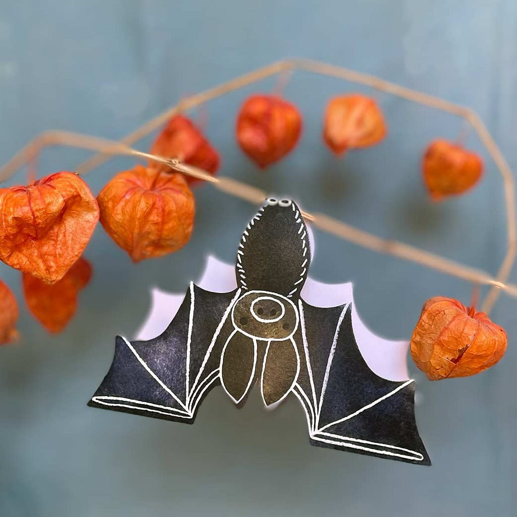 Spooky bat Halloween greeting card by Mortlake Papers.