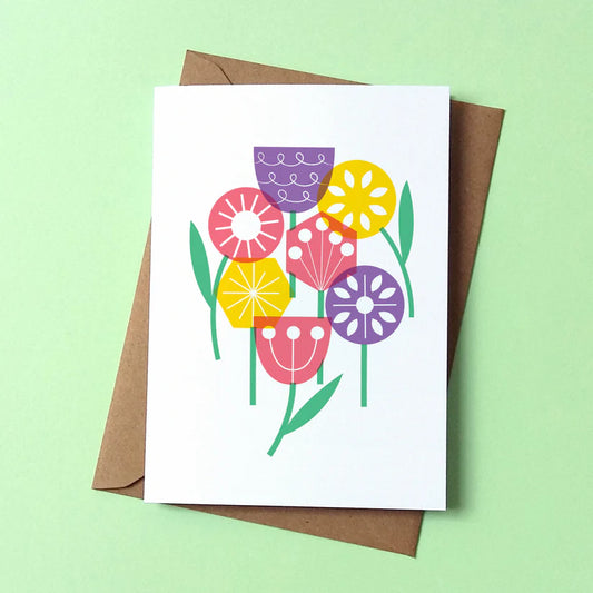 Geo Flowers greeting card by Peski Studio.