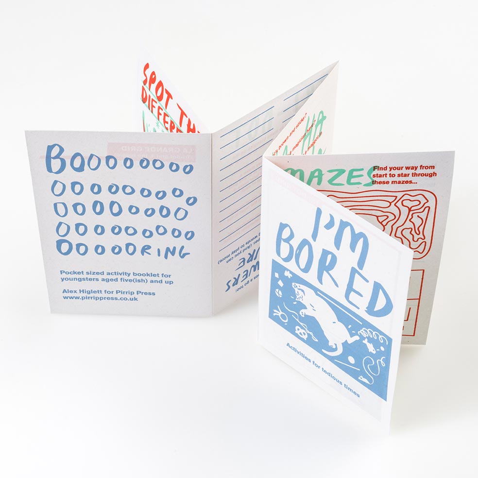 I'm bored childs activity zine by pirrip press