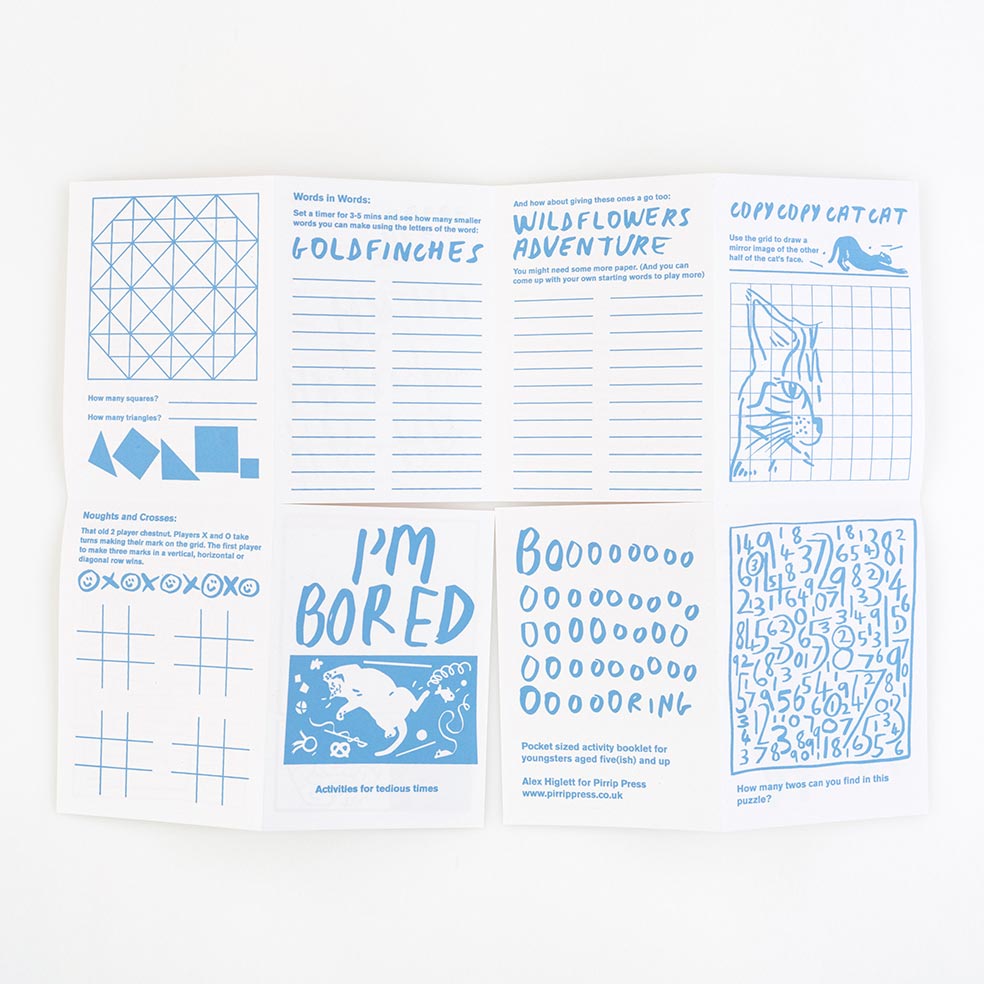I'm bored childs activity zine by pirrip press