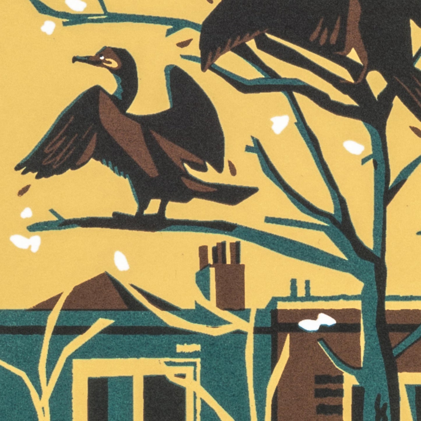 New cut cormorants screen print by pirrip press