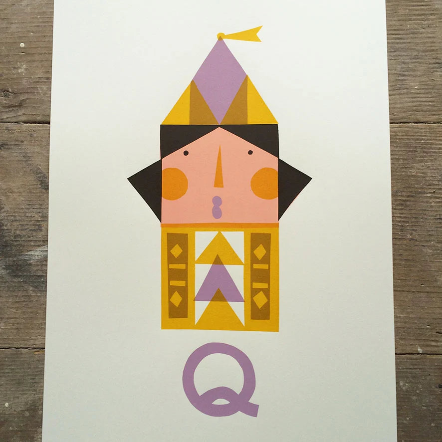 Q is for Queen screen print by Frost and Kin