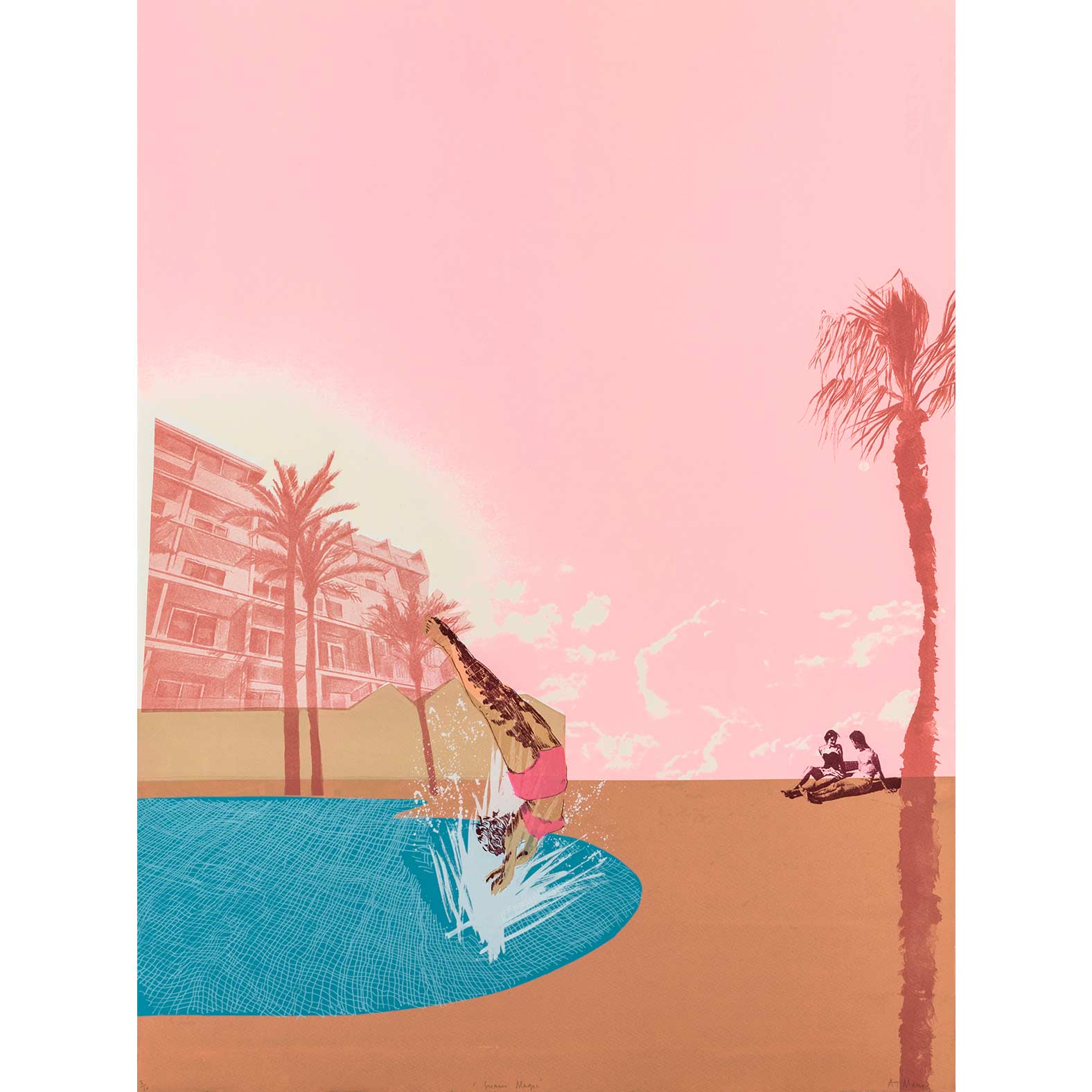 Summer Magic original silkscreen art print by illustrator and printmaker Anna Marrow.