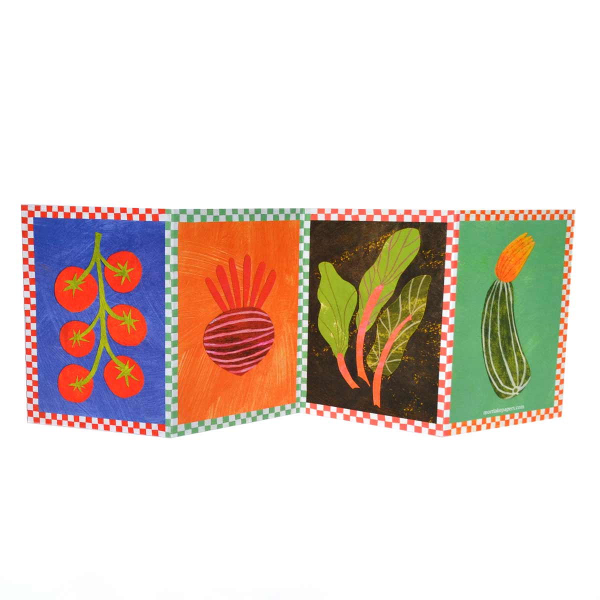 Vegetable patch concertina greeting card by Mortlake Papers.