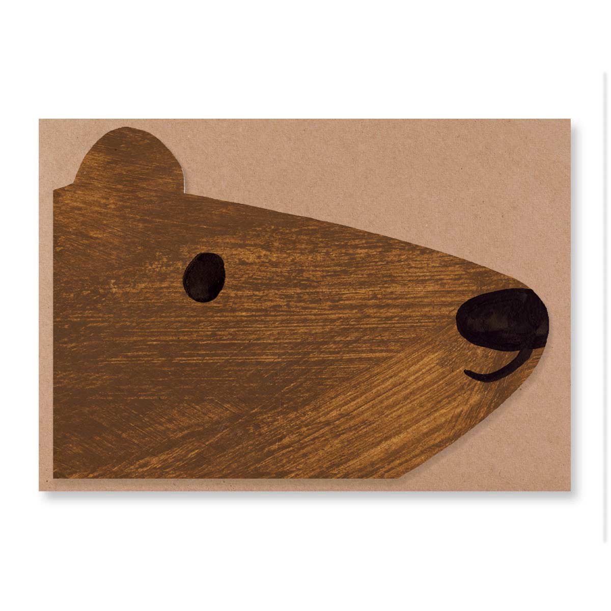 Brown bear die cut greeting card by Mortlake Papers