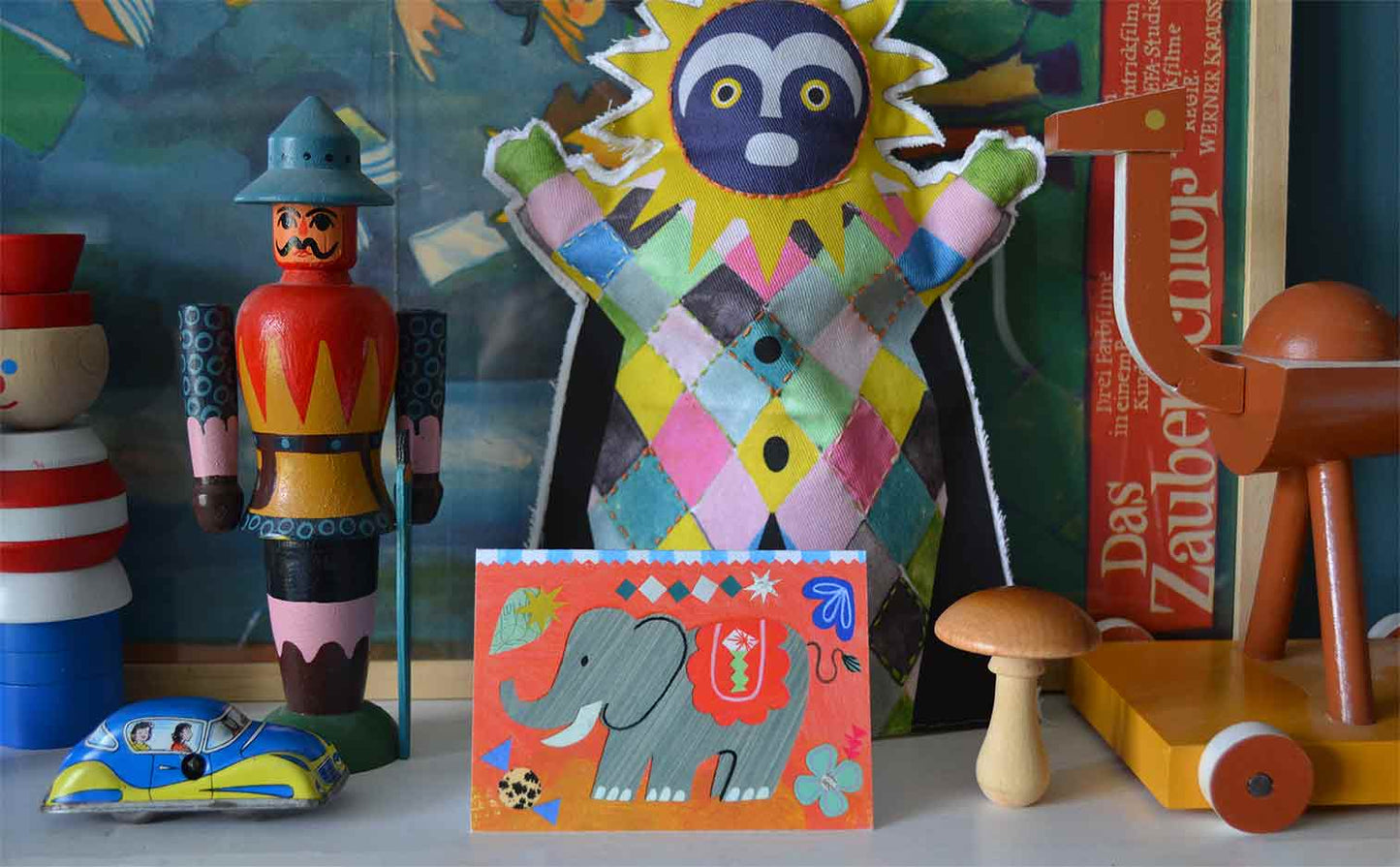 Circus elephant mini greeting card by Mortlake Papers.