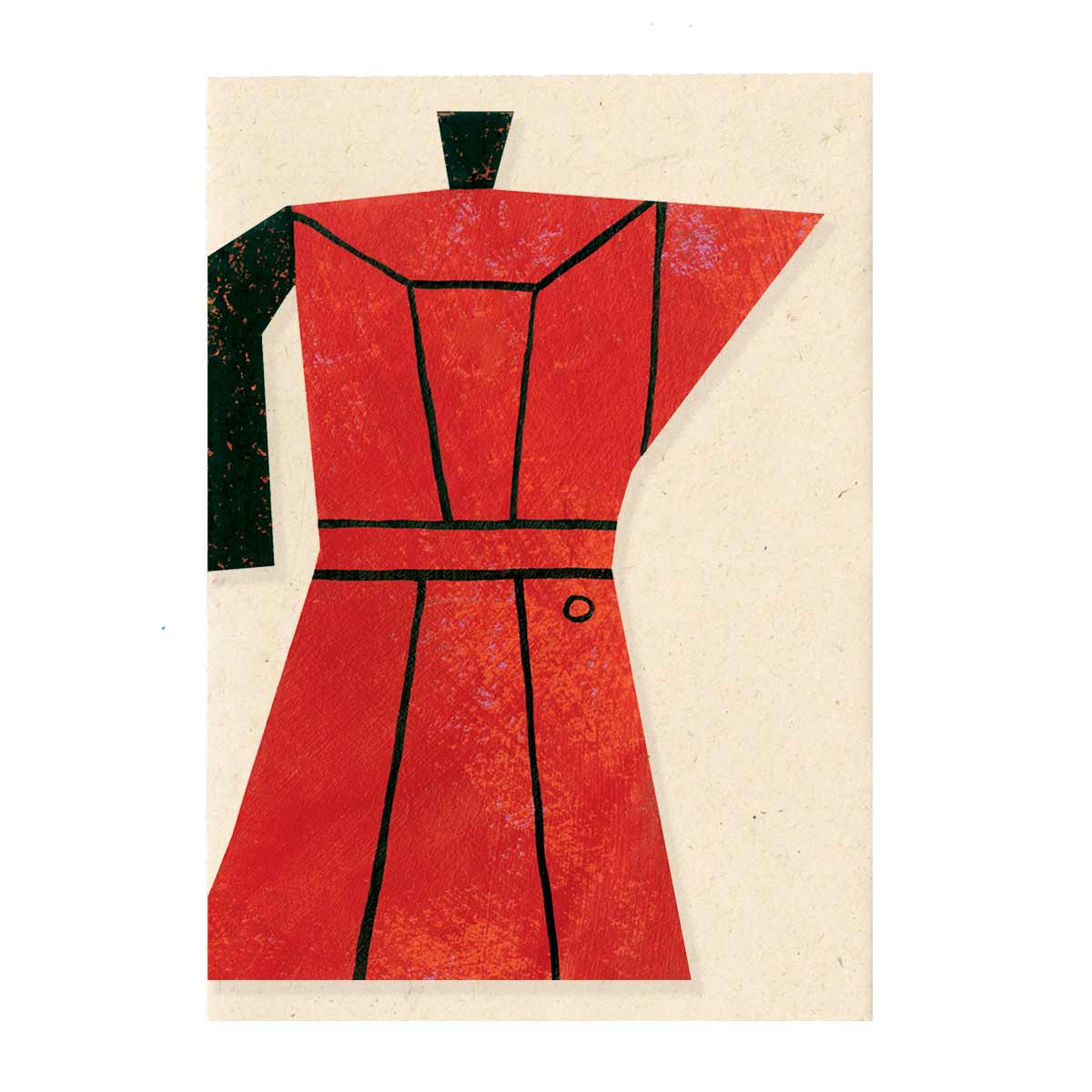 Red moka Coffee Pot greeting card by Mortlake Papers.