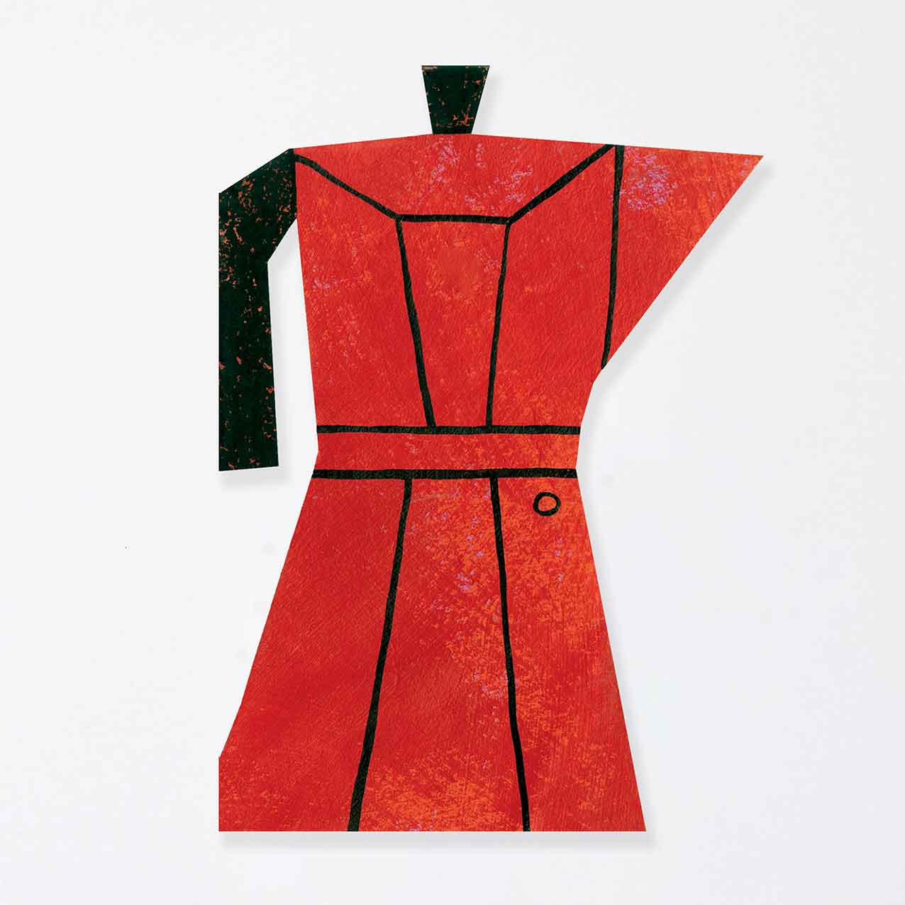 Red moka Coffee Pot greeting card by Mortlake Papers.