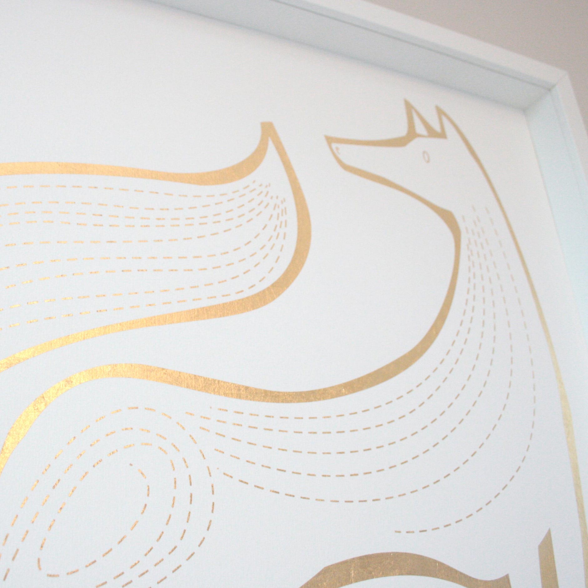 fox line drawing in gold on white