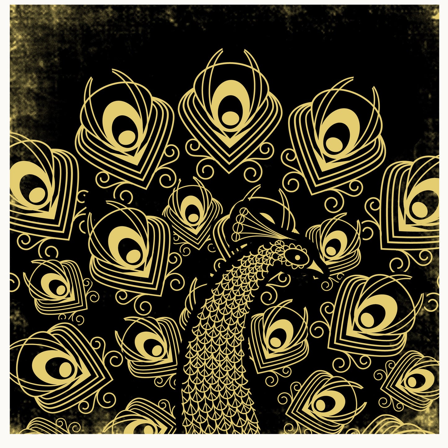 Golden Peacock Screen Print