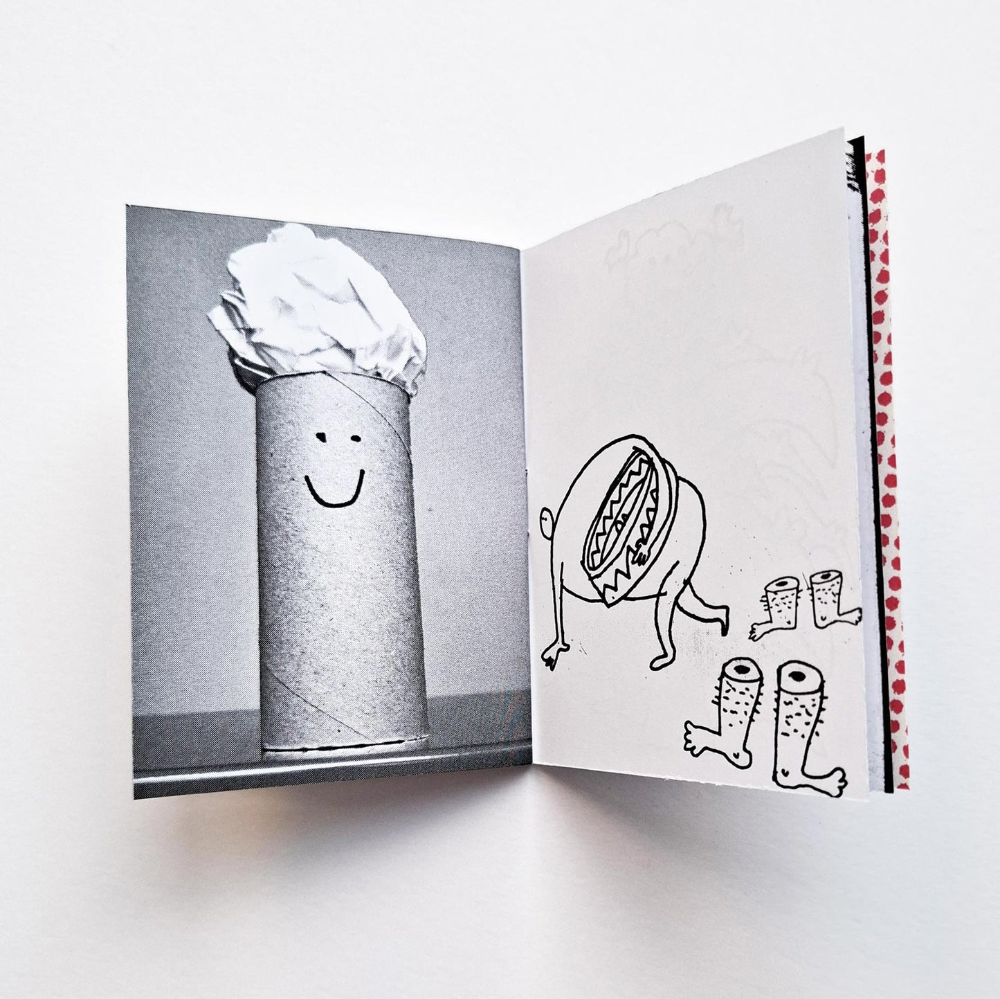 Spread from Mini book zine by Andy Smith with title I Pretend to Work