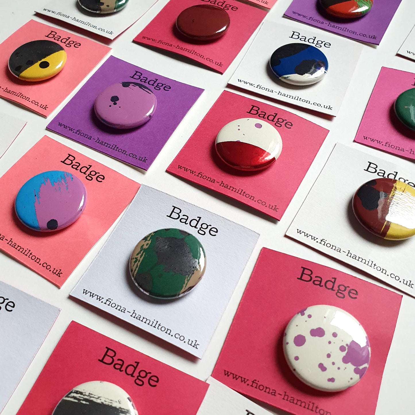 Colourful pin button badges
