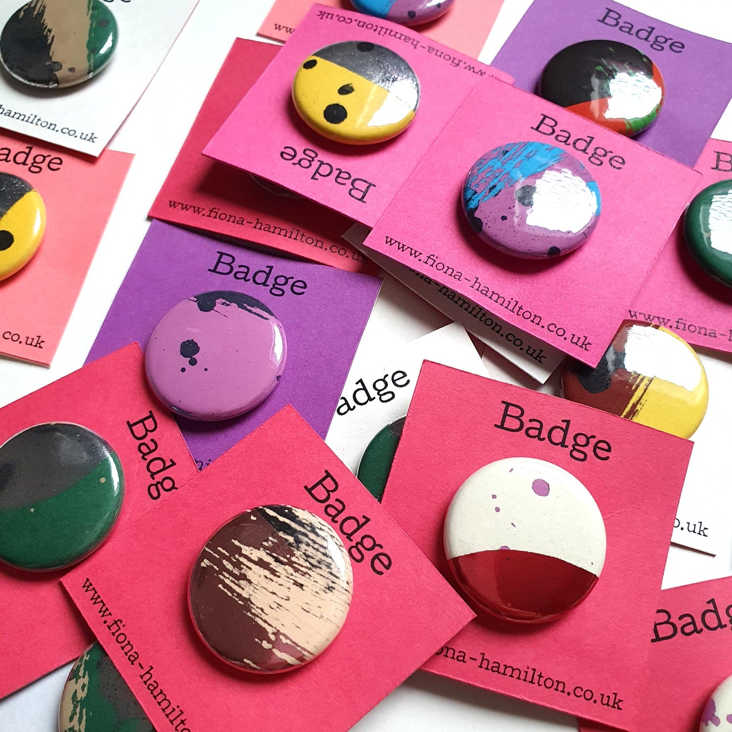 Colourful pin button badges