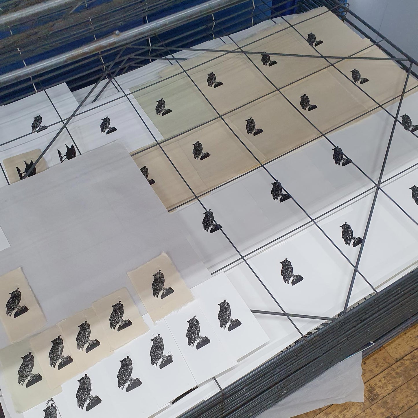 Owl wood engraving miniature print in black and white of Eurasion Eagle Owl by Fiona Hamilton.