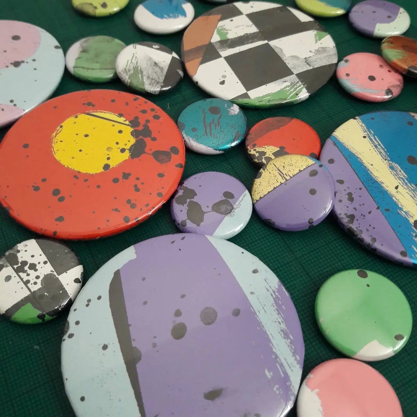 Colourful pin button badges
