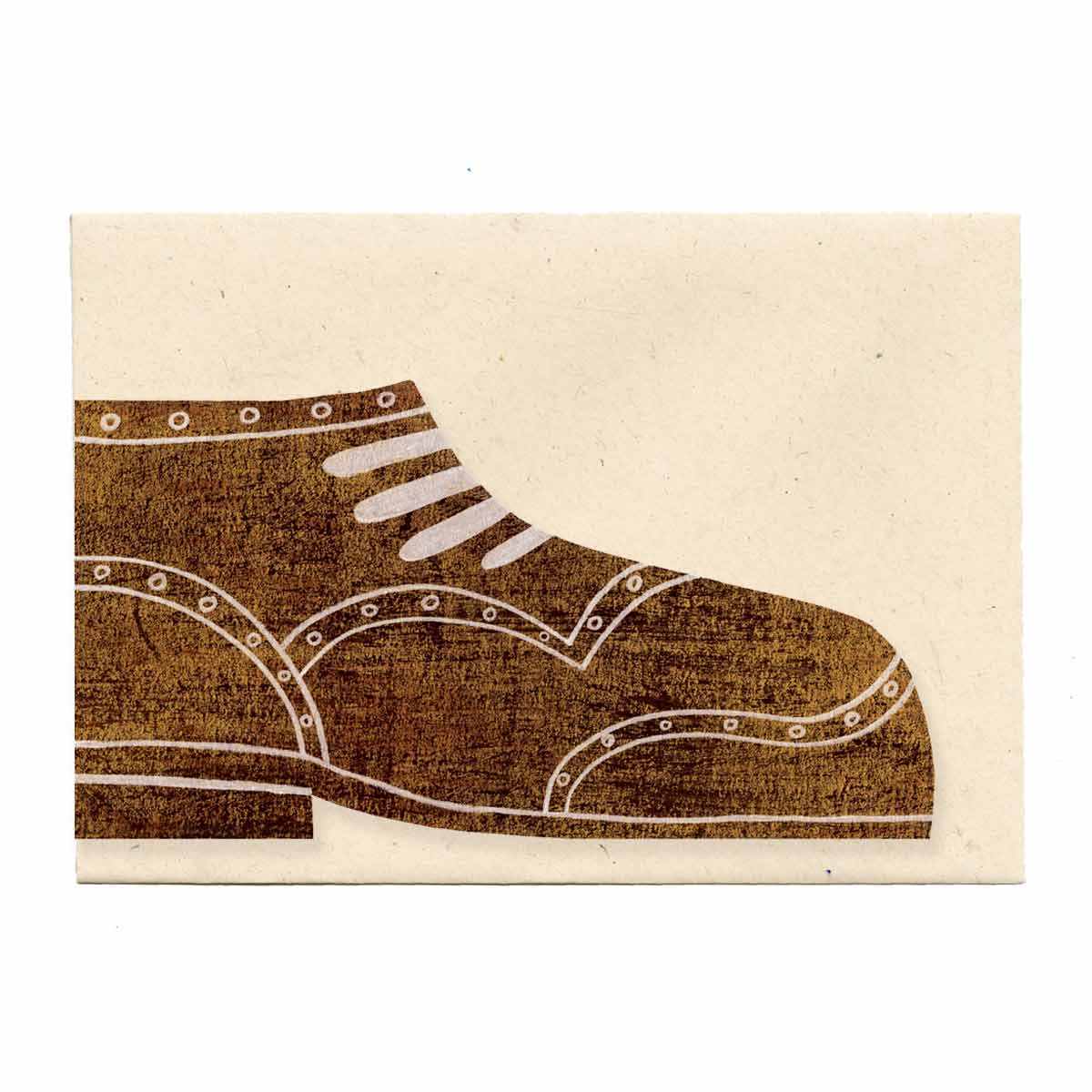 Brogue style Shoe die cut shaped greeting card by Mortlake Papers.