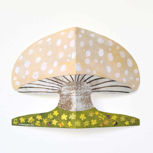Spring Mushroom shaped die cut greeting card by Mortlake Papers.