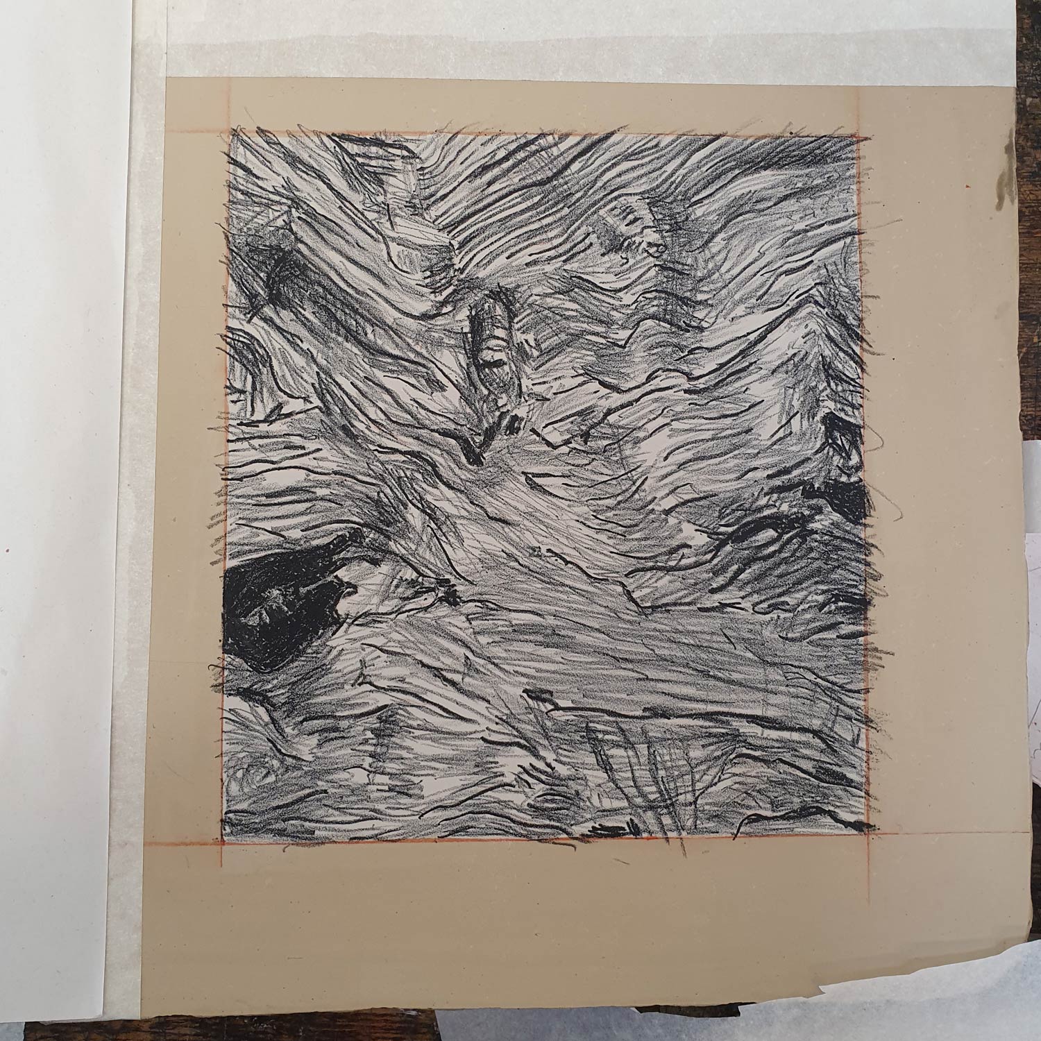 Sunbleached stone lithography original art print by printmaker Fiona Hamilton.