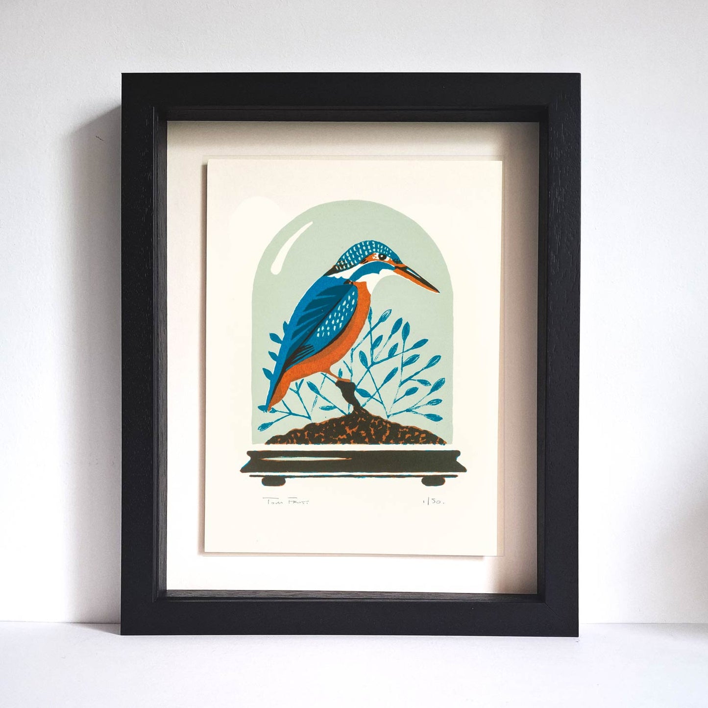 The Kingfisher original art screenprint by printmaker Tom Frost.