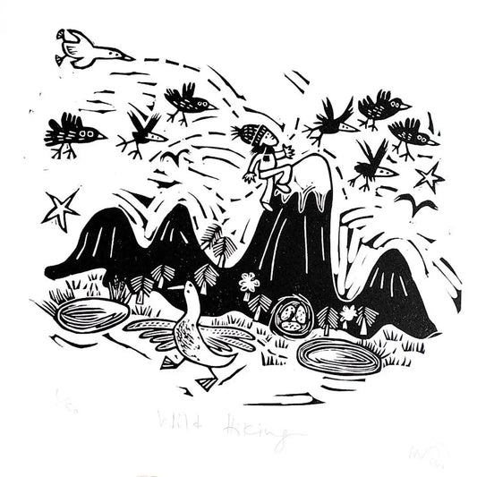 Wild Hiking Linocut Art Print