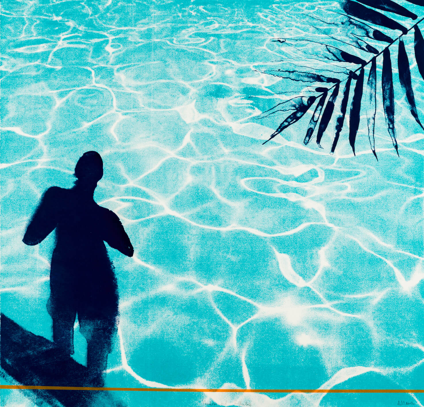 Shadows and Reflections screen print in blue by Anna Marrow.