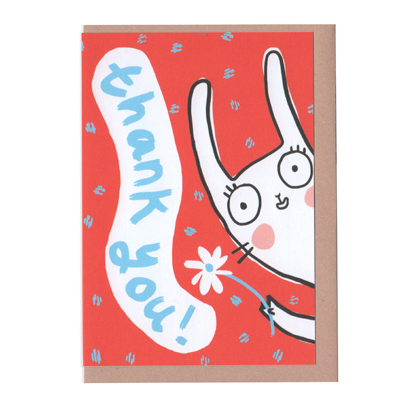 Rabbit thank you greeting card by Sarah Ray.