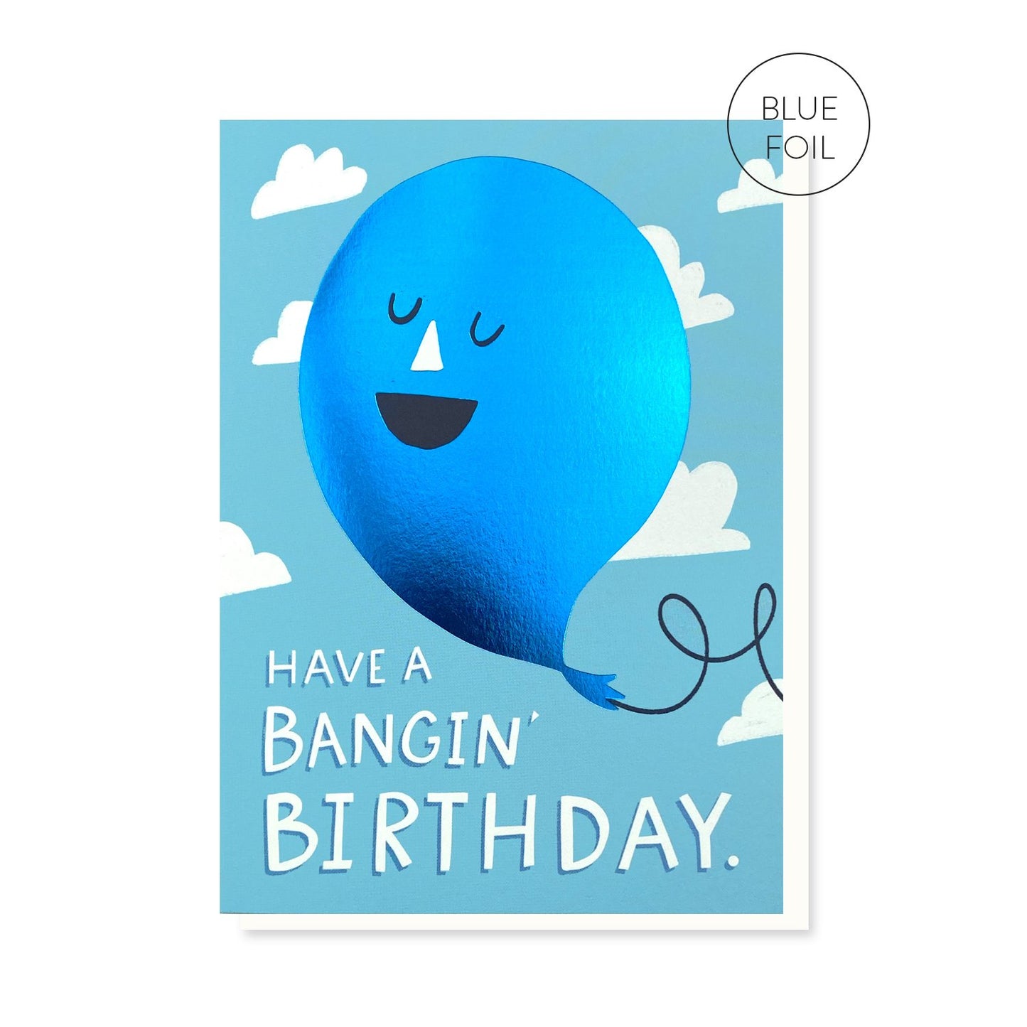 Banging birthday balloon greeting card by Stormy Knight.