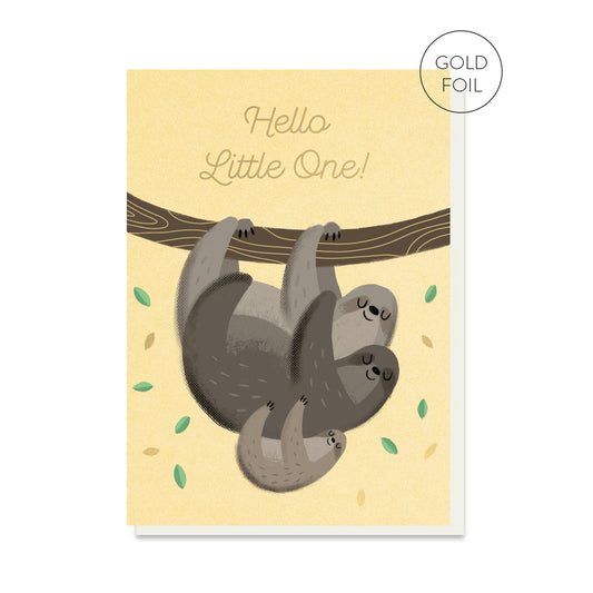 Baby sloth new baby greeting card by Stormy Knight