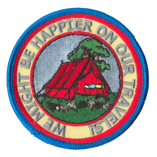 We Might be Happier embroidered patch by Adam Bridgland.