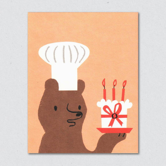 Baker bear birthday greeting card by Lisa Jones Studio.