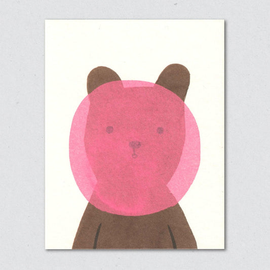 Bubblegum Bear greeting card by Lisa Jones Studio.