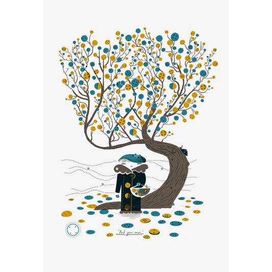Button Tree screen print by Graham Carter.