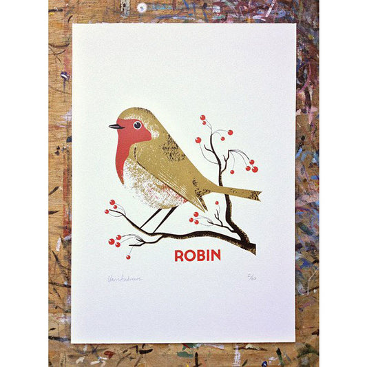 Robin screen print by Chris Andrews.